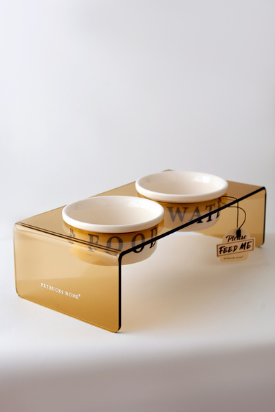 Petbucks Pet Accessories Kedi ve Köpek Dekoratif Seramik Pleksi Mama Ve Su Kabı