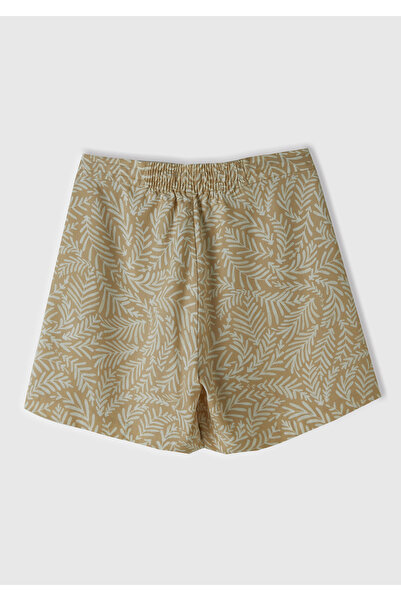 United Colors of Benetton Pantaloni scurti bermude 100% lioși cu model crem pentru femei - 2 buzunare și șnur în talie