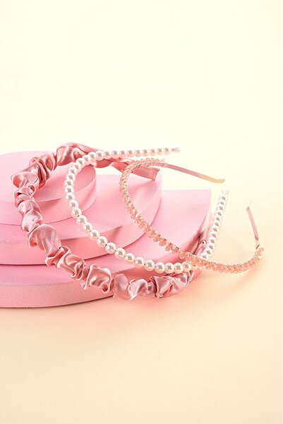 modernist Pudra Büzgülü,taşlı,incili Taç Seti