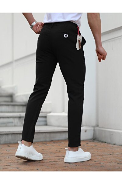 JACK CAPRİO Erkek Siyah Jogger Pantolon Bel Lastikli Likralı Pantolon