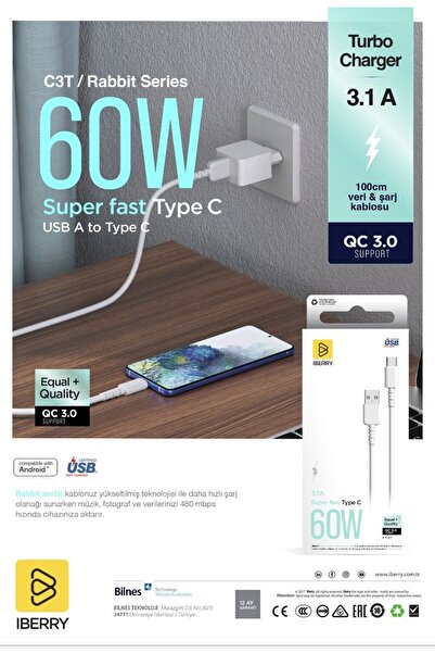 İBERRY IBERRY 60W TYPCE KABLO