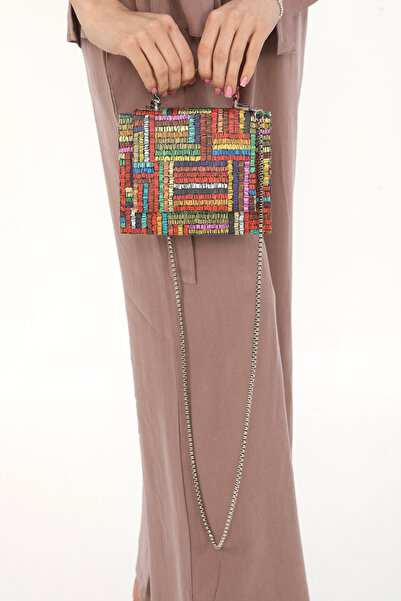 Piedra Magnetic Evening Bag with Hand and Long Strap - Mix Color, Width: 17.5 Cm, Length: 14 Cm