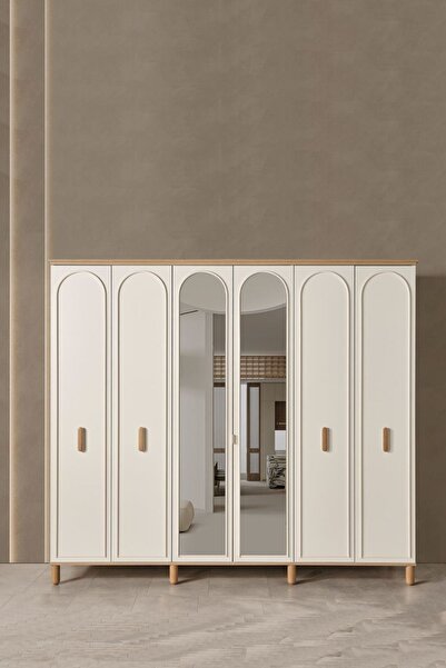 BuğdaycıGrup Bohem 6 Kapaklı Aynalı Gardırop Premium Ürün Yatak Odası Dolap