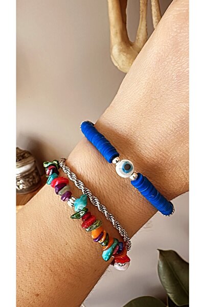 by özllem مجموعة أساور بتصميم فيمو وأحجار طبيعية