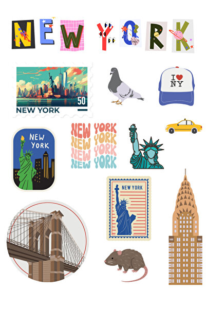 ANSHA CRAFTS New York Sticker Seti Bullet Journal - Ajanda - Planner - Defter...