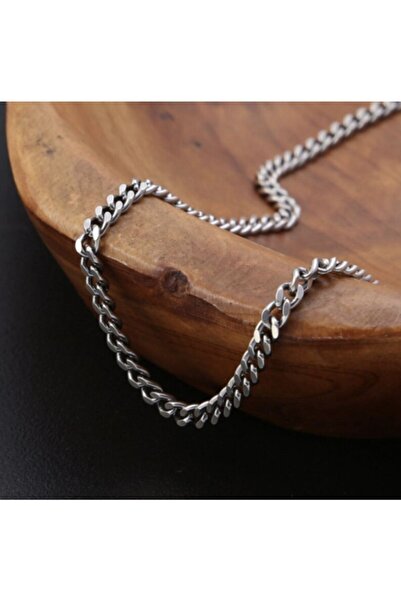 Rupen Kraft Quality Silver Model Unisex Bakla Kuban Casual Chain 70 Cm