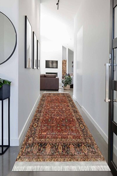 MOTTO HALI Otantik Cotton Şönil Yolluk Kaymaz Tabanlı Yıkanabilir Antibakteriyel Dijital Baskı Halı Yolluk