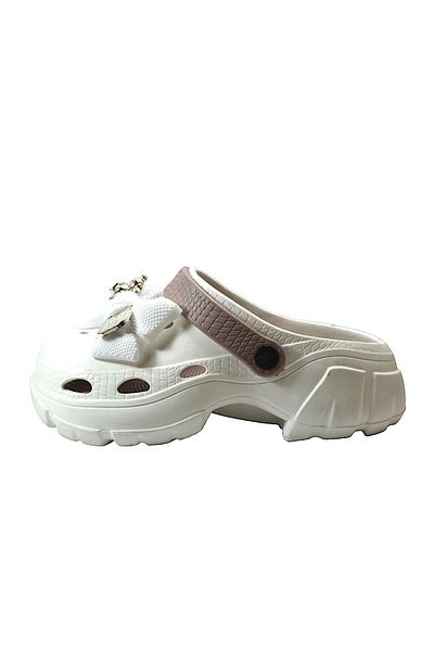 Onlo Ayakkabı SNX.0166 Beige Pink Brown High-Sole Closed Women's Slippers