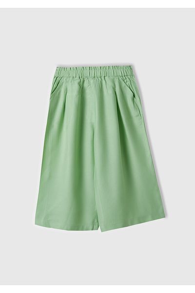 United Colors of Benetton Pantaloni verde deschis pentru fete - talie elastică, buzunare cu nervuri, croială largă