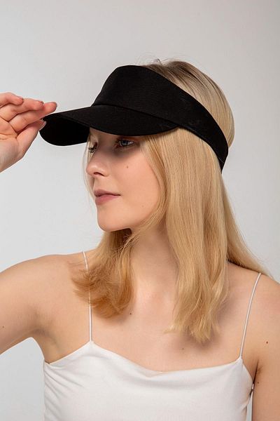 Saria Moda Black Tennis-Vizor Open Top Uv Protective Women's Hat