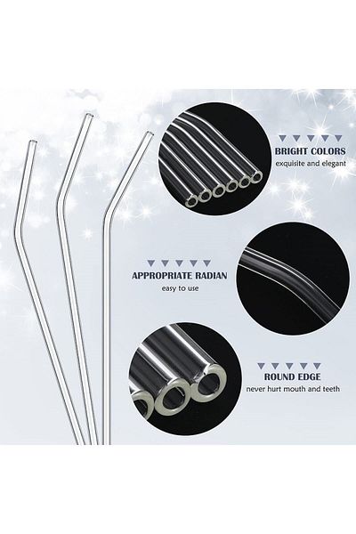 Rossel Premium 6 Pieces of Glass Straws - for Men and Women