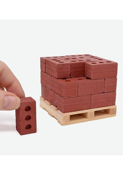 hepimanya Miniature Model Material 3 Holes Brick (500 Pieces) + Mortar