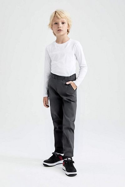 BayBayan Pantaloni pentru copii din Lycra afumată pentru liceu și școală - talie la modă elastică