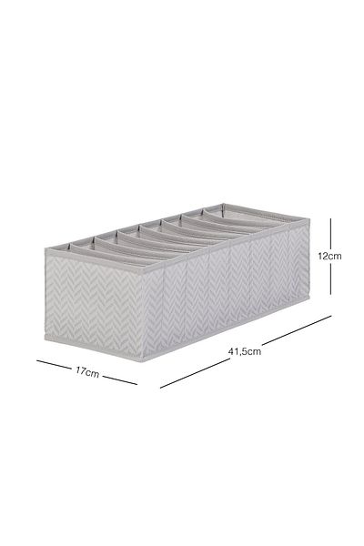 Ocean Home Textile Gray HerringBone CaBinet Drawer - 8 Compartments, Accordion Type Folding Laundry Organizer