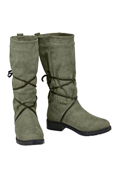 NOOSY Χακί Γυναικείες Μπότες - Σχέδιο Lace Up