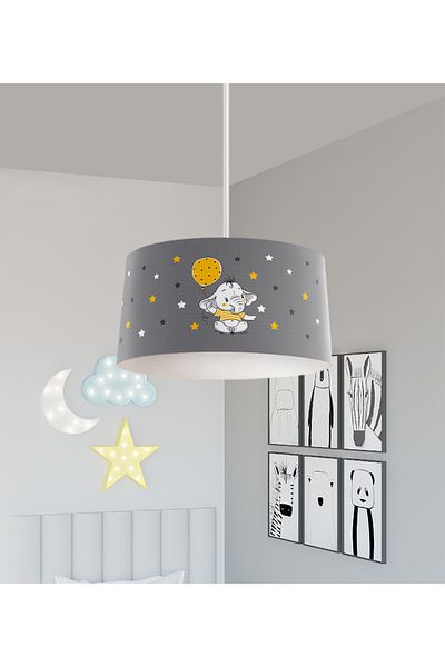 BAMBAŞKA MODA BABY AND KIDS ROOM Yellow Elephant Balloon Patterned Chandelier