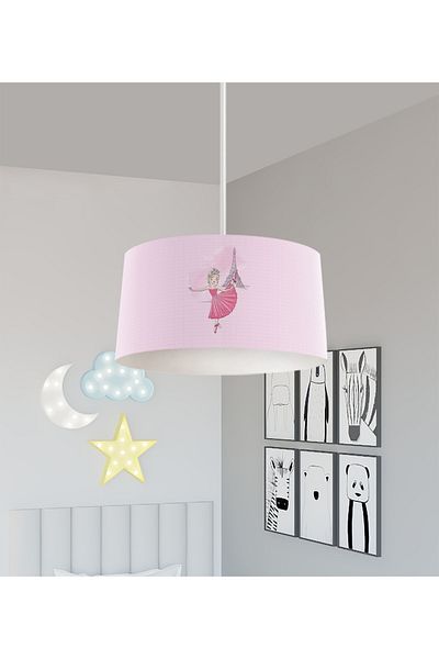 BAMBAŞKA MODA BABY AND KIDS ROOM Ballerina Girl and Eiffel Tower Patterned Chandelier