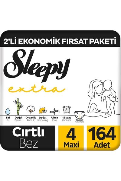 Sleepy Extra Günlük Aktivite 2'Li Ekonomik Fırsat Paketi Bebek Bezi 4 Numara ...