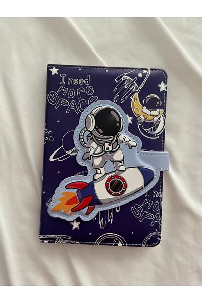 Planet Butik Astronaut - Colorful Page Notebook with Magnetic Cover