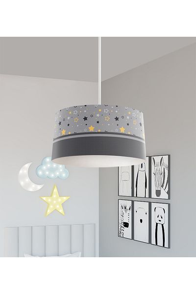 BAMBAŞKA MODA BABY AND KIDS ROOM Gray Yellow Star Patterned Chandelier