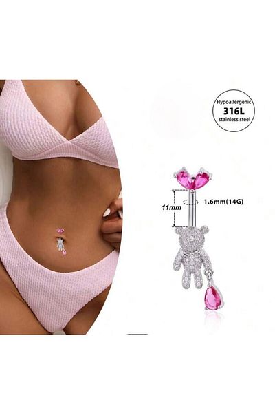 Arescollection Zircon Stone Steel Belly Piercing