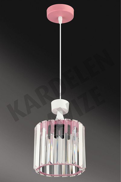KARDELEN AYDINLATMA AVİZE Pink Snowdrop - Single Pendant Lamp Crystal Stone Facing Down Luxury Chandelier