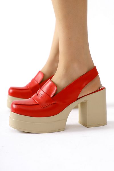 Limoya Neval Red Platform Heel Low-Cut Women's Casual Shoes