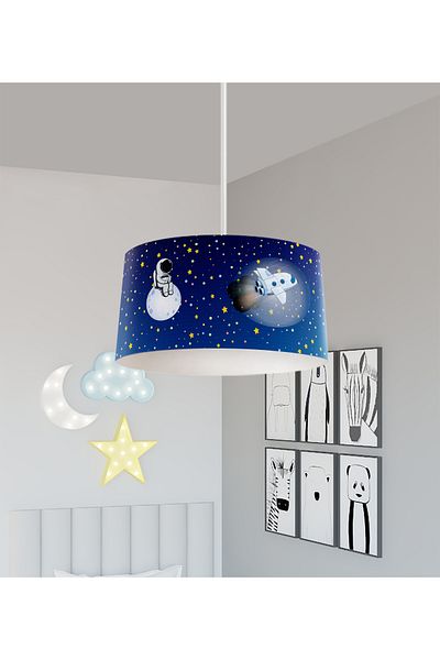 BAMBAŞKA MODA BABY AND KIDS ROOM Astronaut and Spacex Patterned Chandelier