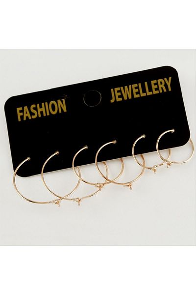 Bijuteri Net Set of 6 Thin Empty Hoop Earrings