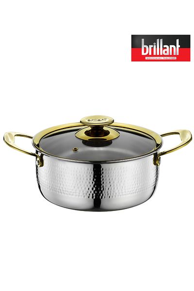 Brillant 24cm 3 Ply Cookware - Deep Glass Lid
