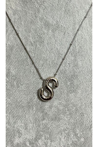 ışılımbutik Women's Steel Balloon S Letter Silver Color Necklace