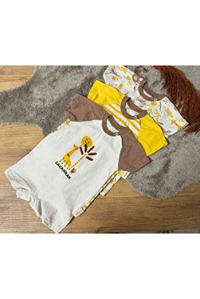 TİJK Set of 3 Jumpsuits with Snap Fasteners for Baby Boy