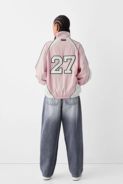 Mhm معطف واق من المطر للنساء باللون الوردي - قماش باراشوت بسحاب كامل