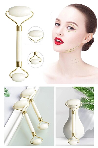 xolo Çift Taraflı Beyaz Yeşim Taş Yaşlanma Karşıtı Jade Roller Cilt Bakım Aleti