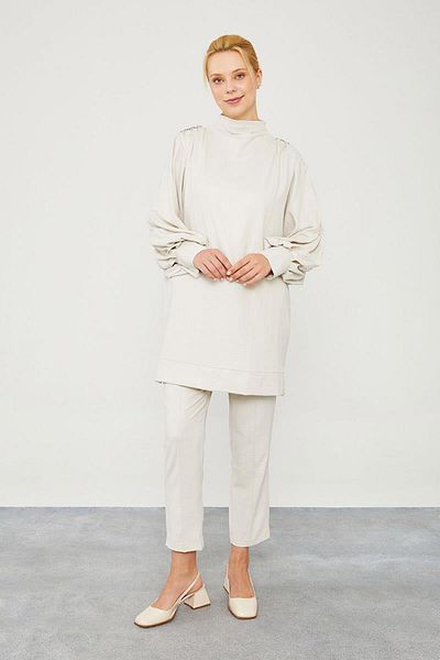 Levidor Stone Epaulet Detailed Trousers Set