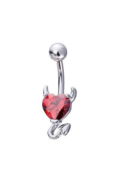 agbtasarım Red Heart and Tail Belly Piercing - Special Design, Surgical Steel Body