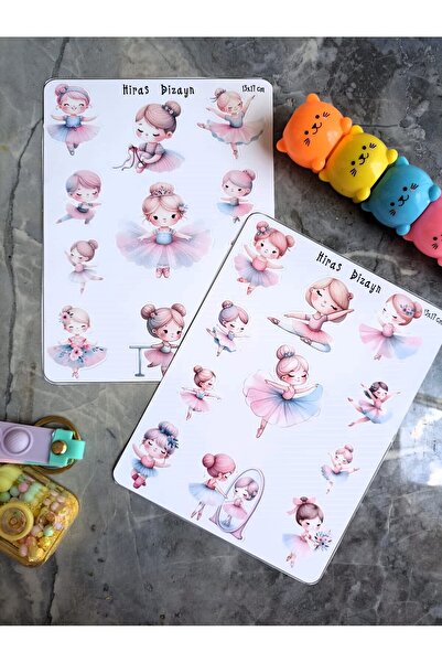Hiras Dizayn Autocolant drăguț cu balerină - 2 foi 13x17cm Etichetă autocolan...