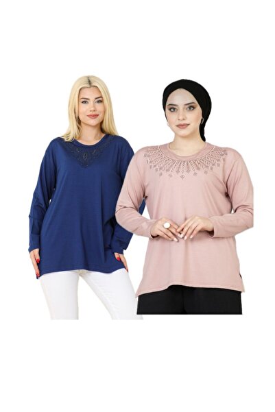 nacar çarşı Bluză din bumbac pieptănat pentru mamă - Set de 2 cu mâneci lungi...