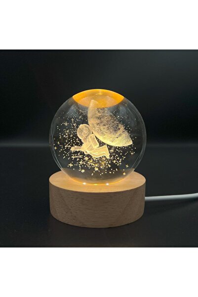 mr shopping MR 3D Astronot Kristal Top Işık, Astronot LED Gece Lambası, Gençler, Erkekler ve Kızlar için Hediye