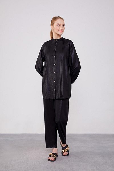 Levidor Airobin Fabric Black Crew Neck Double Set