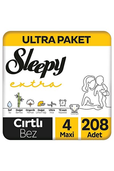 Sleepy Extra Günlük Aktivite Ultra Paket Bebek Bezi 4 Numara Maxi 208 Adet