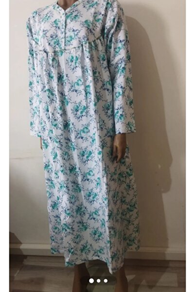 Flamingo Uzun Çiçek Baskılı Yazlık  Penye Gecelik-Elbise