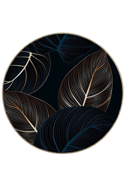 Rugs Modern Halı Shape Collection Dark Tones Leaf Patterned Woven Base Carpet...