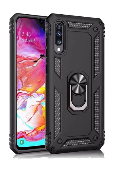 Telefon Aksesuarları حافظة حماية مدرعة لهاتف سامسونج جالاكسي A70 مع حامل حلقي...