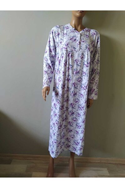 Flamingo Uzun Çiçek Baskılı Yazlık  Penye Gecelik-Elbise