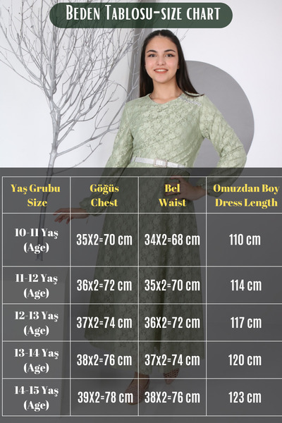 Pantulux Βραδινό φόρεμα για κορίτσια με μακριά δαντέλα - με επένδυση από γκιπούρ