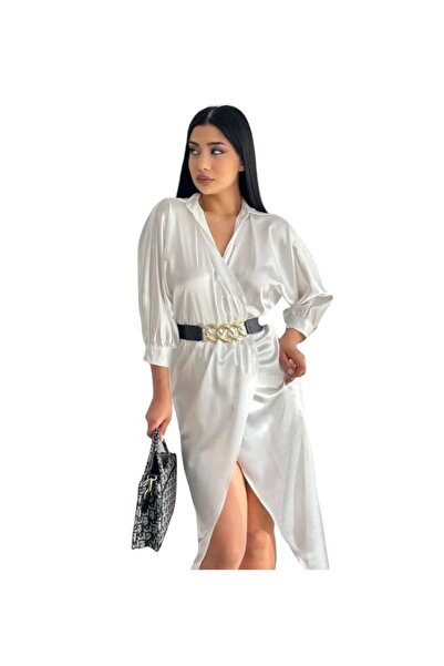 NILOO Women: Satin Dress with a Belt