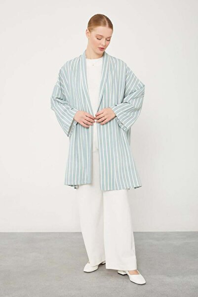 Levidor Mint Green Striped Kimono Set