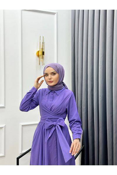 bezenstore Lace-up and Front Tie Cotton Dress