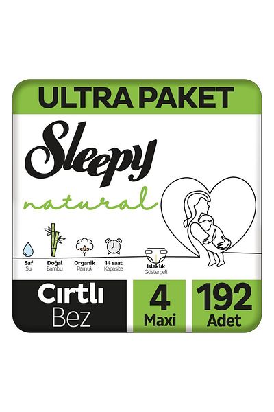 Sleepy Natural Ultra Package Baby Diapers Size 4 Maxi 192 Pieces